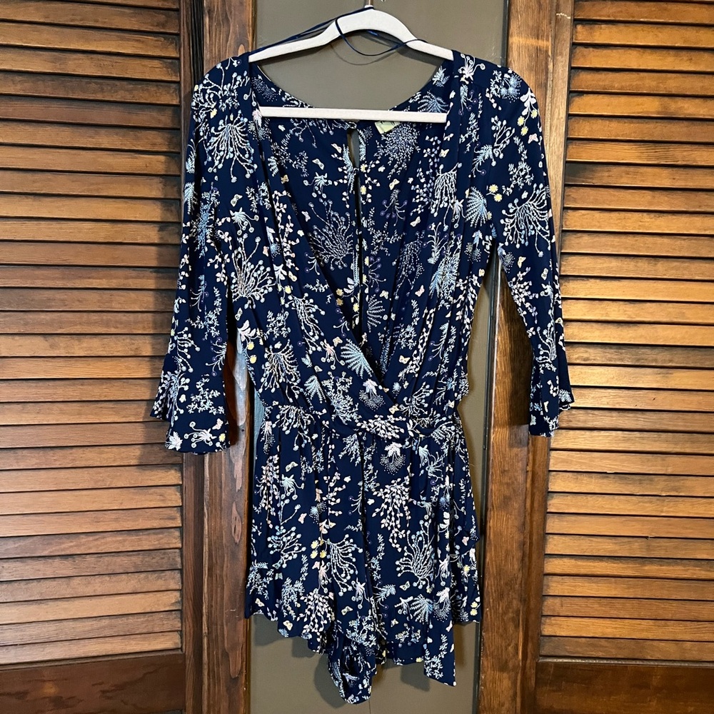 Open Front Floral Beachy Romper